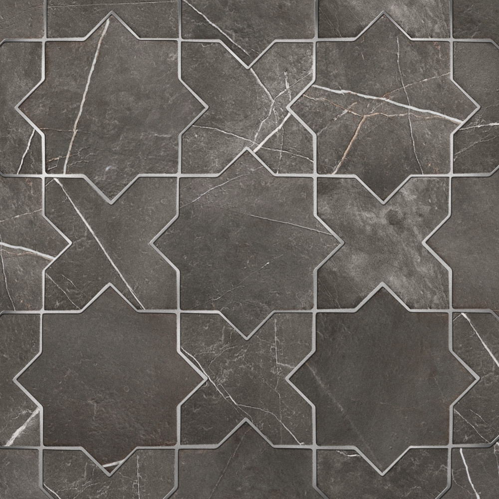 Istanbul Star Night with Night Cross 6 in. x 12 in. Porcelain Floor and Wall Tile