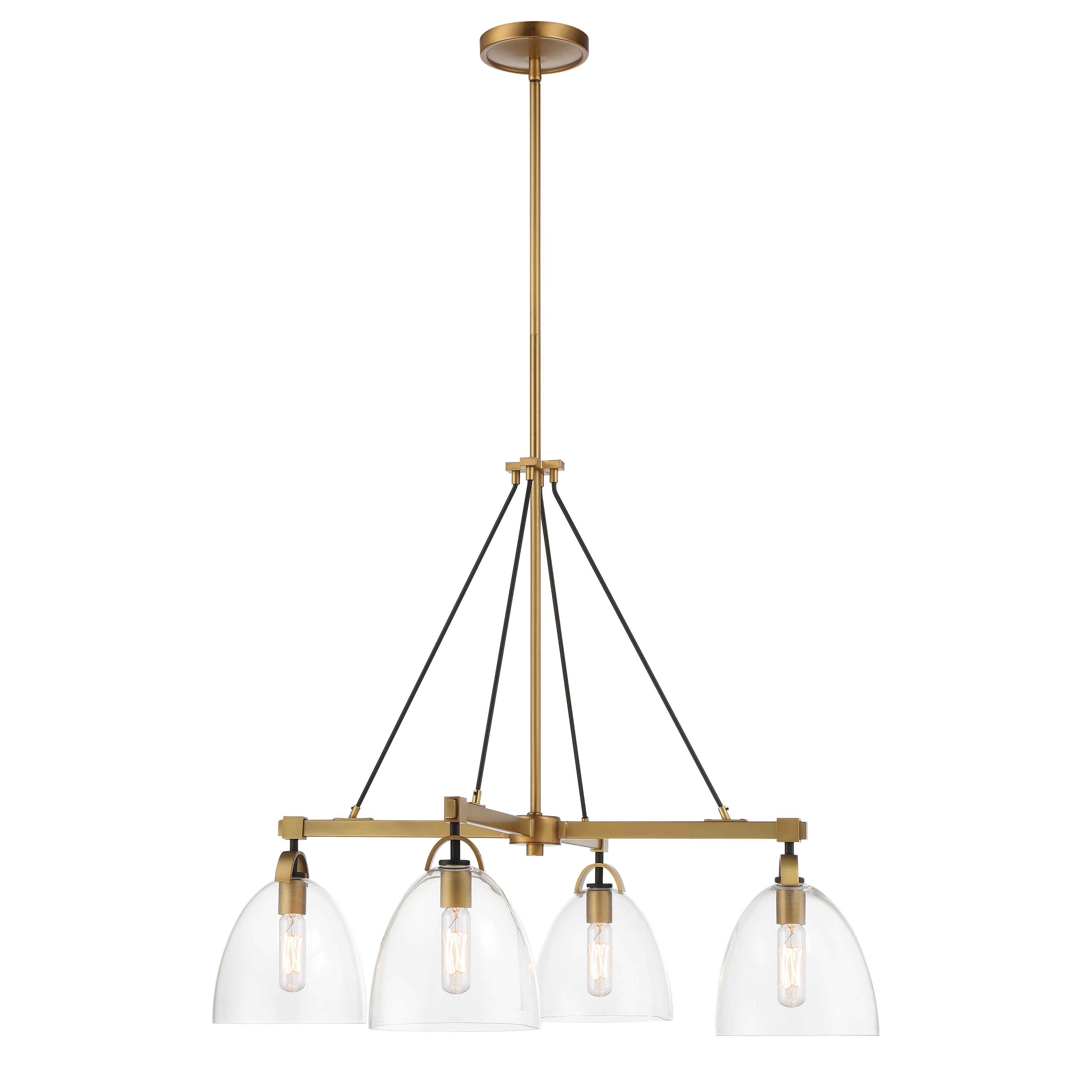 The Sommersby chandelier combines warm Legacy Brass with modern Matte Black accents for a refined transitional look. At 30 inches wide, it's perfectly scaled for medium dining rooms and kitchen islands, offering versatile style. - alternate view