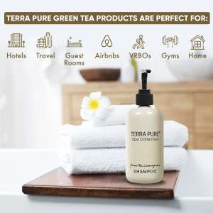 Diversified Hospitality, Terra Pure Shampoo, Green Tea Lemongrass Liquid Shampoo,  10 oz Bottle
