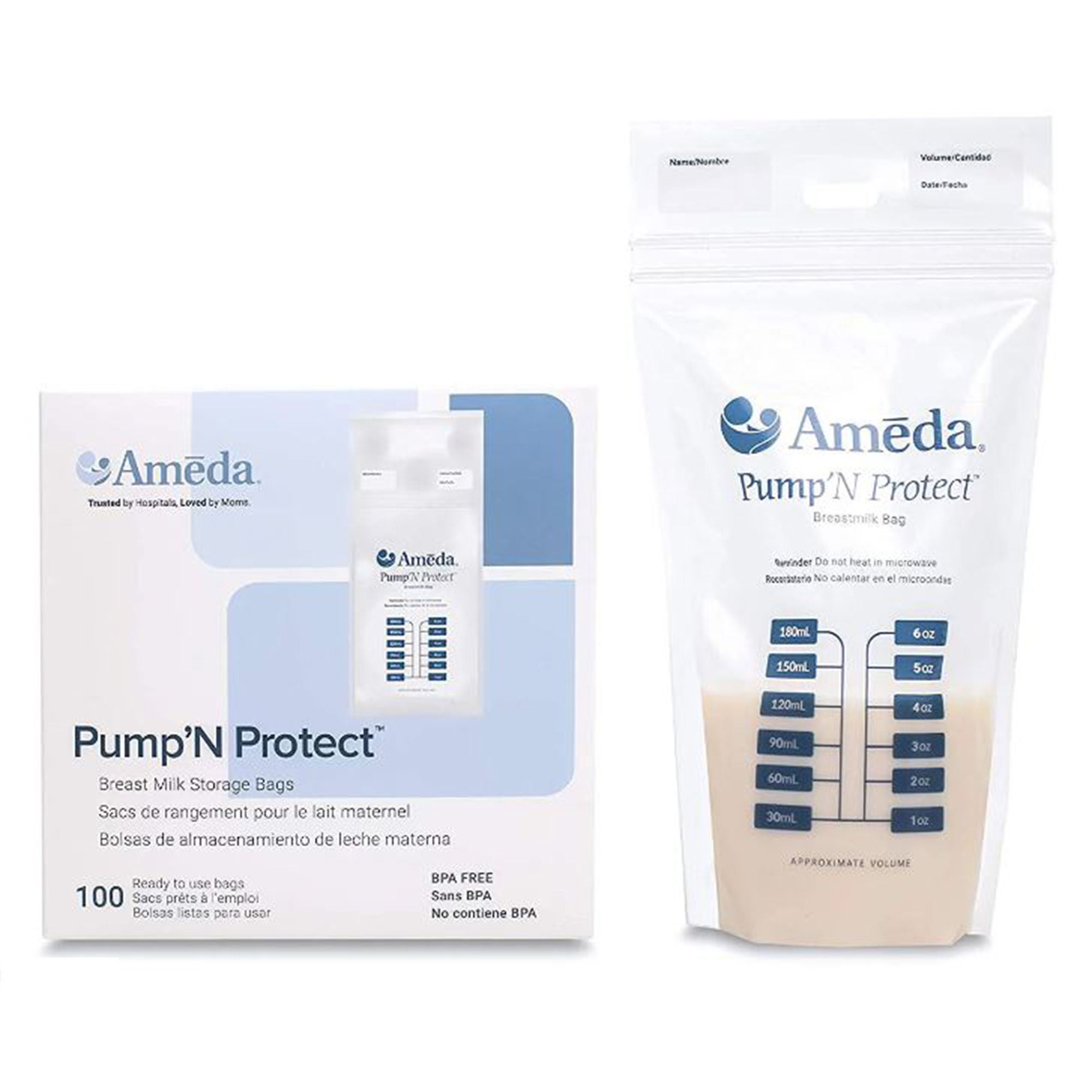 Ameda Inc BAG, STORAGE AMEDA PUMP N PROTECT BREAST MILK 6OZ (100/CS)