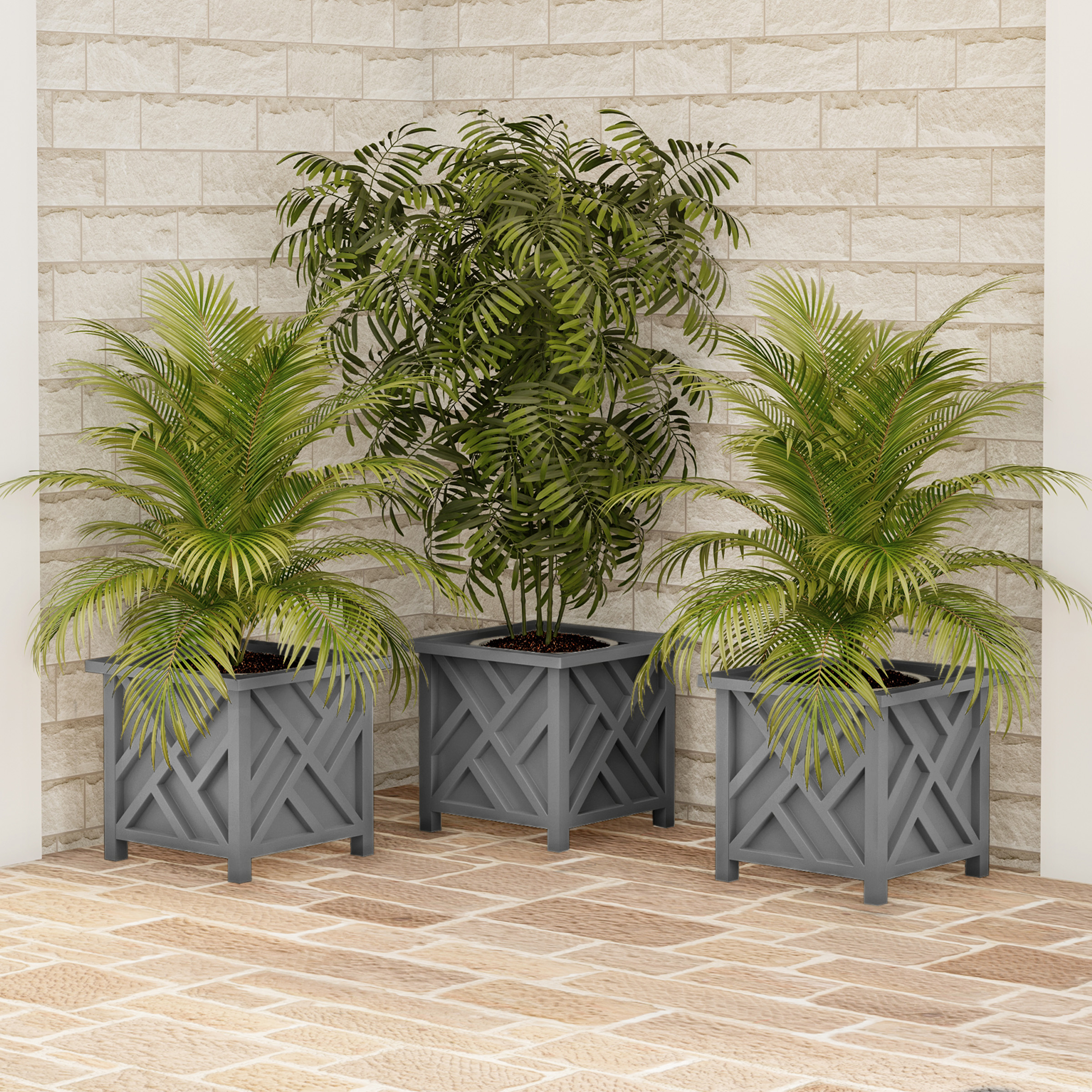 Garden Planter Box Plastic 14.75 x 13in Vegetable Flower Plant Pot Outdoor Yard - Picture 6 of 6