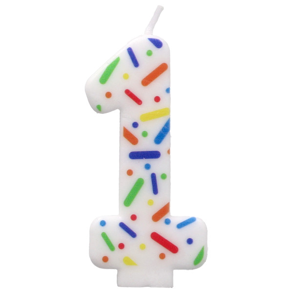 1 Rainbow Sprinkle Numeral Candles