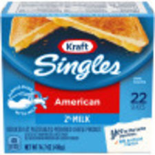 Kraft Singles American Cheese Slices 2% Milk, 22 ct Pack