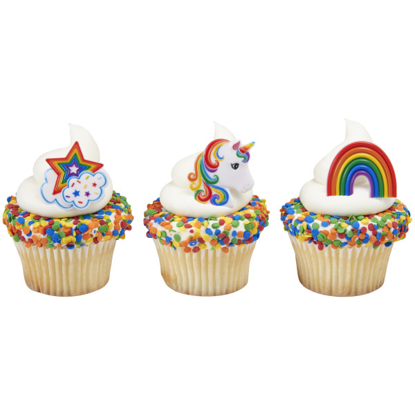 Rainbow Unicorn Assortment Cupcake Rings