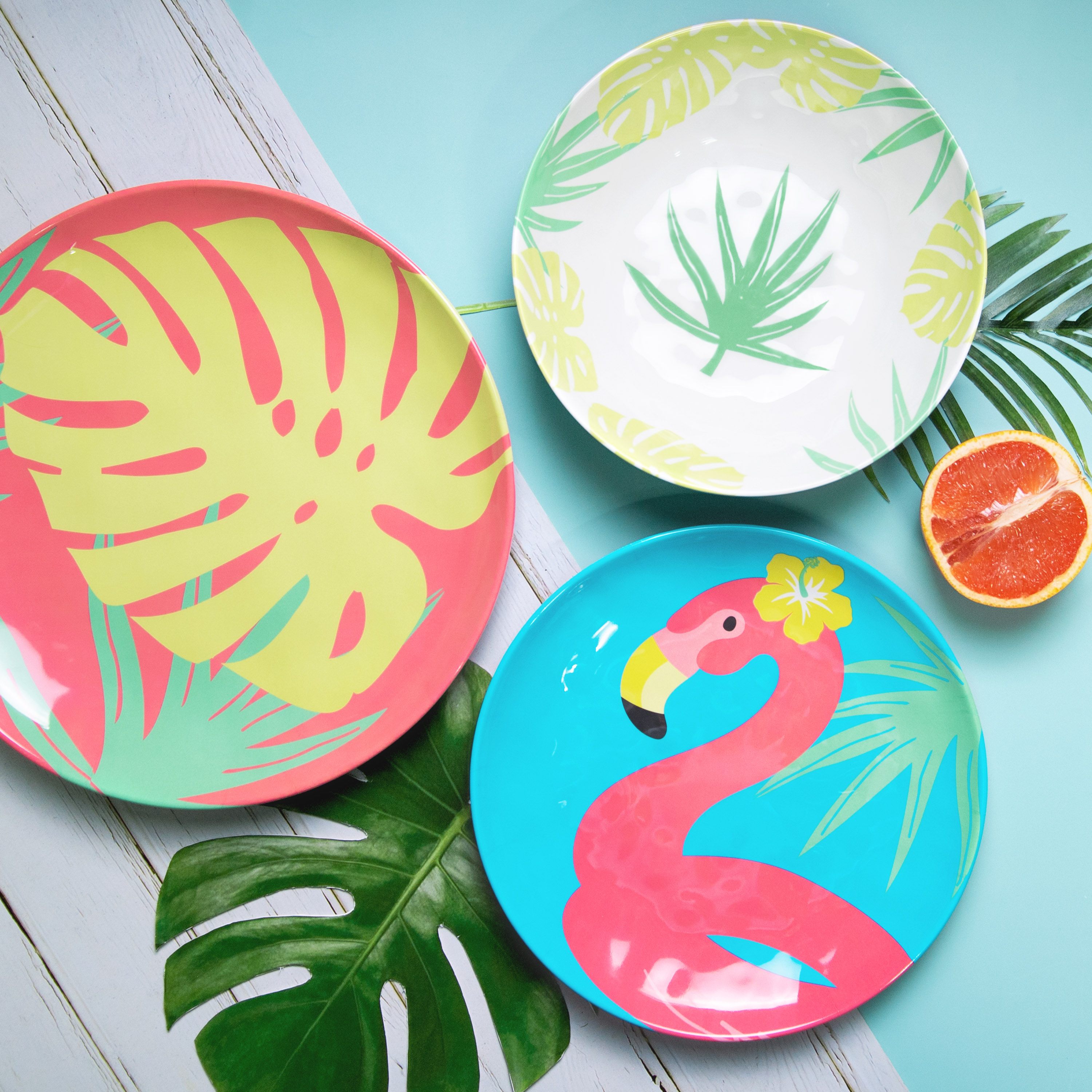 Summer Prints Dinnerware Set, Flamingo, 12-piece set slideshow image 2 Summer Prints Dinnerware Set, Flamingo, 12-piece set slideshow image 2