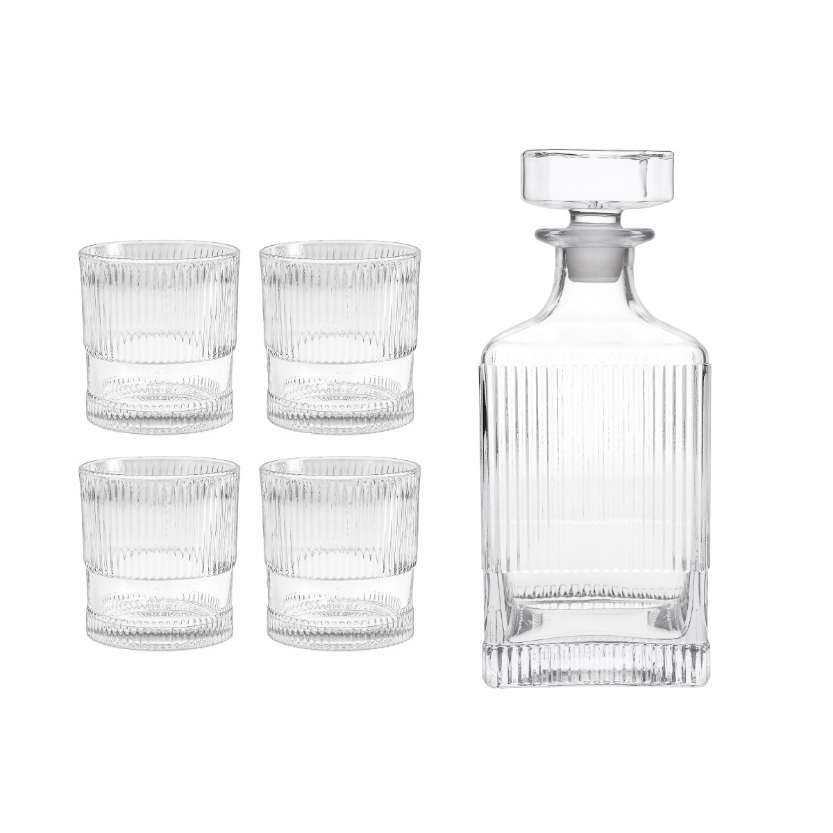 NoHo Clear Decanter (25.4oz) + Double Old Fashioned (9.85oz) Set