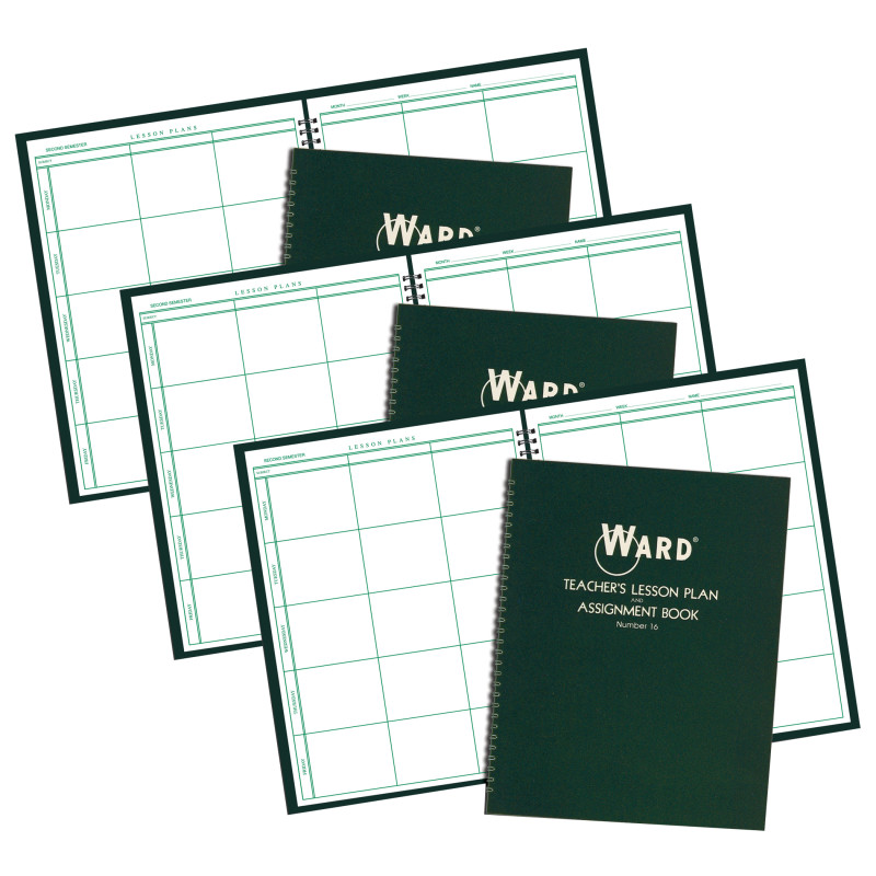 Teacher Lesson Plan/Assignment Book, 6 Period, 44 Weeks, Pack of 3
