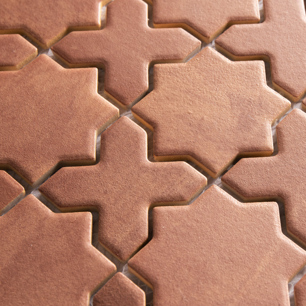 Sentier des cotto 2″ Star Cross 11-7/8 in. x 11-7/8 in. Porcelain Mosaic Tile