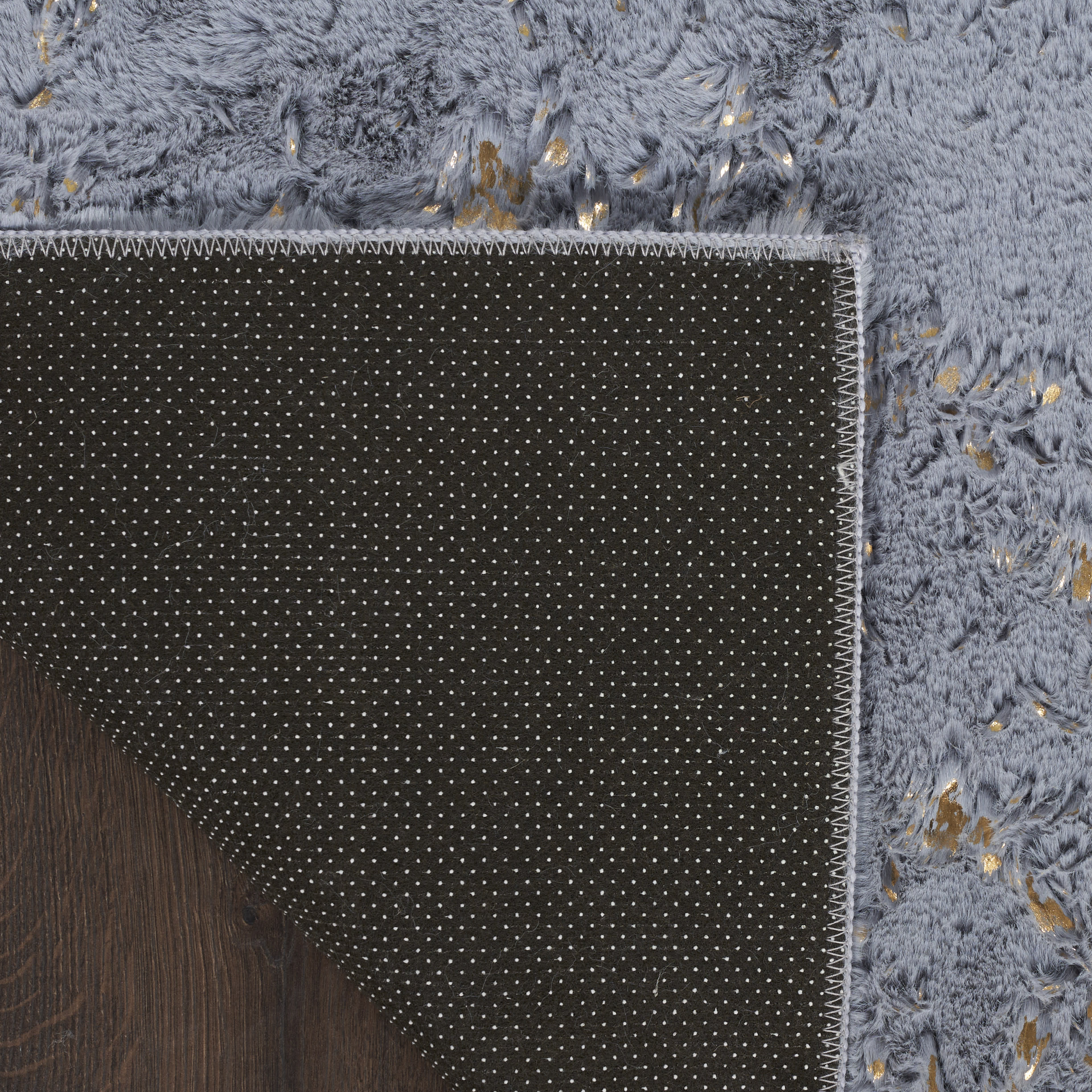 Nourison Cozy Shimmer 7'9" x 9'9" Slate Gold Glam Indoor Rug