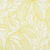 Yellow line-drawn leaf-pattern wallpaper covering a flat white surface; overlapping, veined leaves repeat across the panel; appears as a bright, decorative botanical swatch under even lighting.