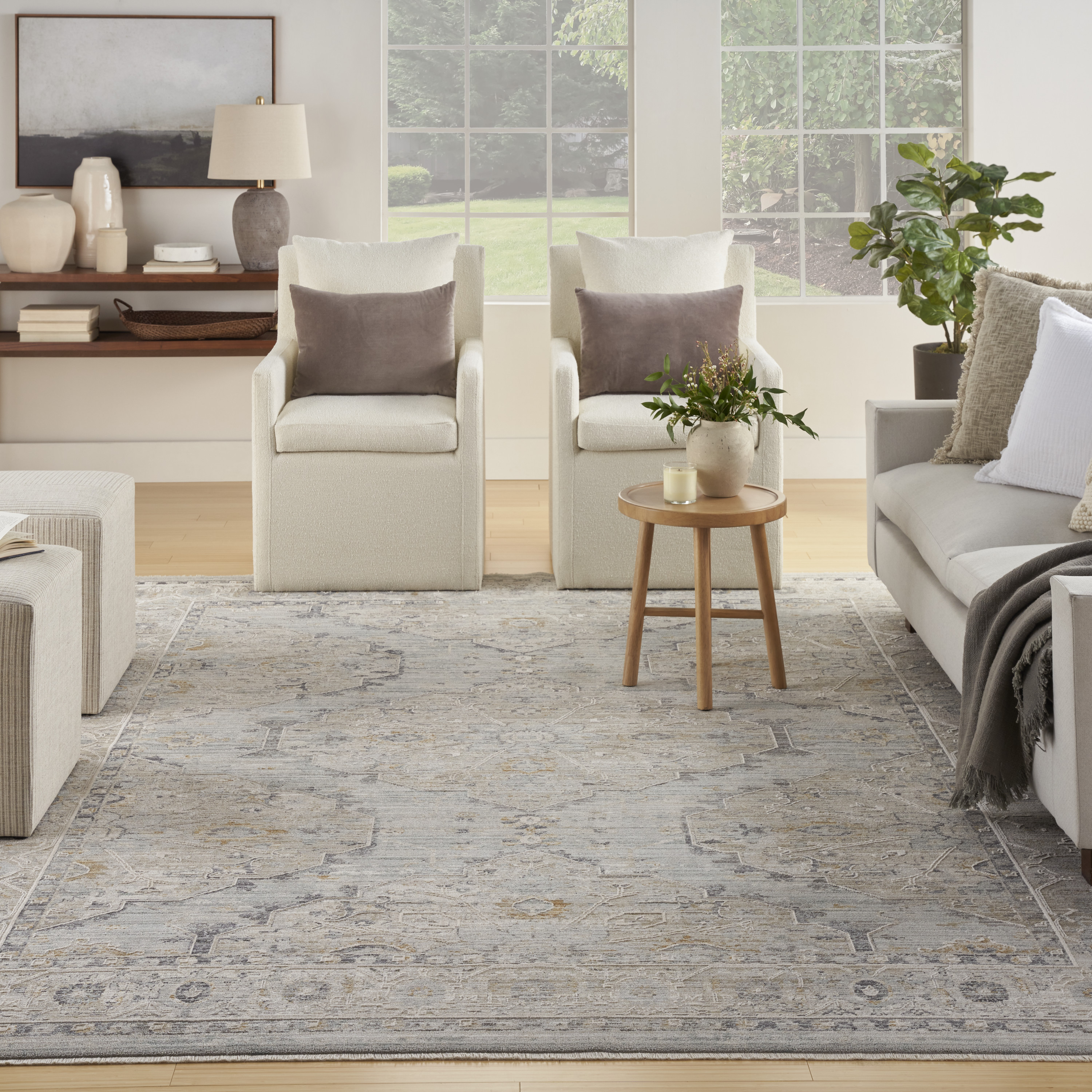 Nourison Lynx 5'3" x 7'10" Light Blue Vintage Indoor Rug