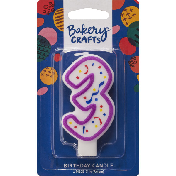 3 Party Purple Numeral Candles