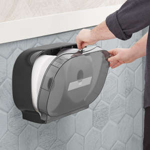 Tork, Twin T1, Jumbo Bath Tissue Dispenser, Black