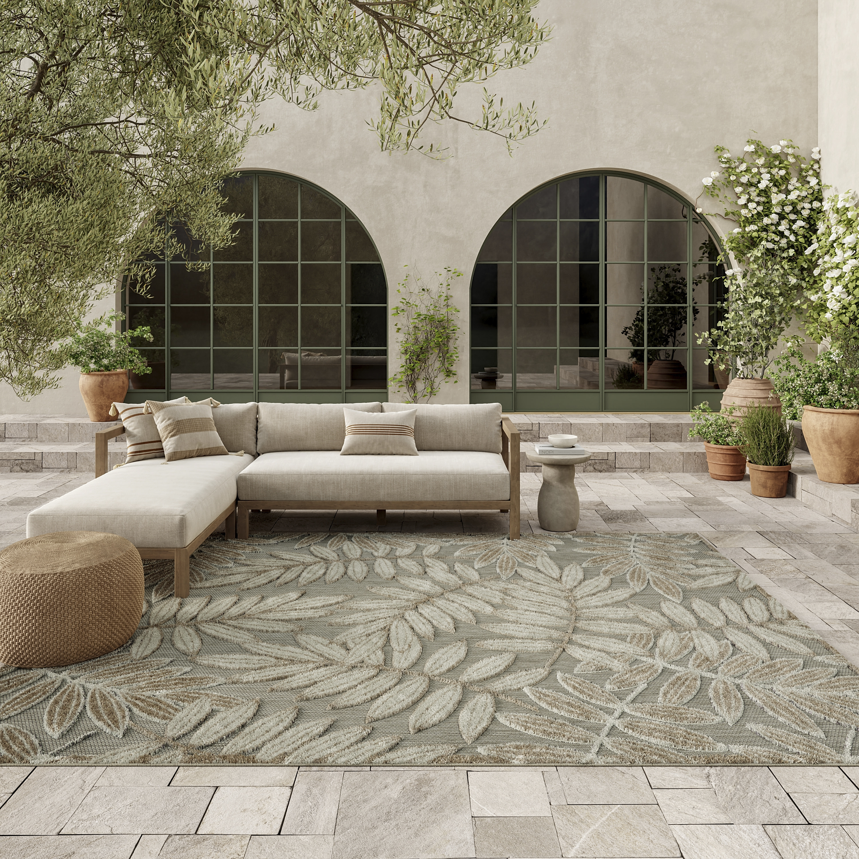 Nourison Aloha 7' x 10' Natural Tropical Rug