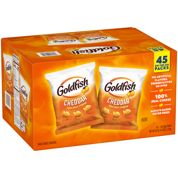 Goldfish® Cheddar Crackers, 45 count box, 1 oz, bag - Left Angle Image