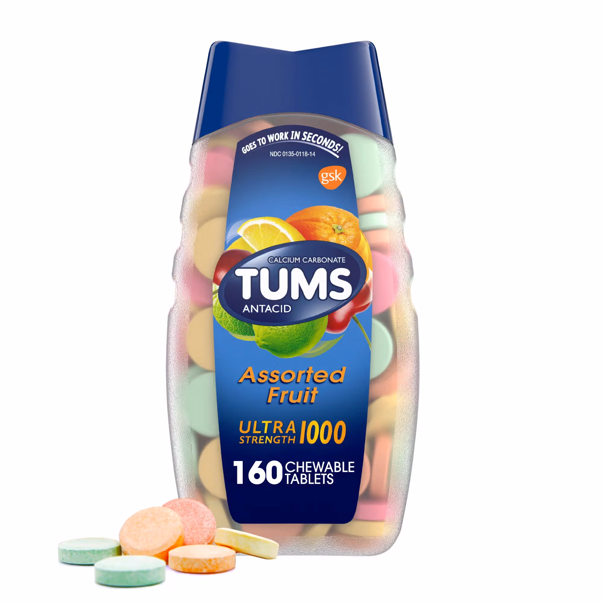 Tums Ultra Strength 1000 Antacid Chewable Tablets Assorted Fruit