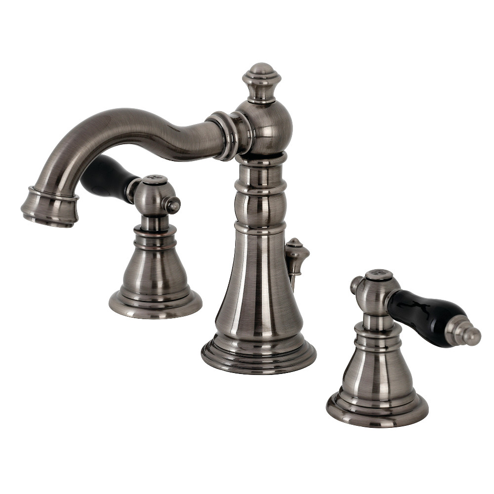 Widespread Bathroom Faucet with Brass Pop-Up, Black Stainless with 6 Finish Options