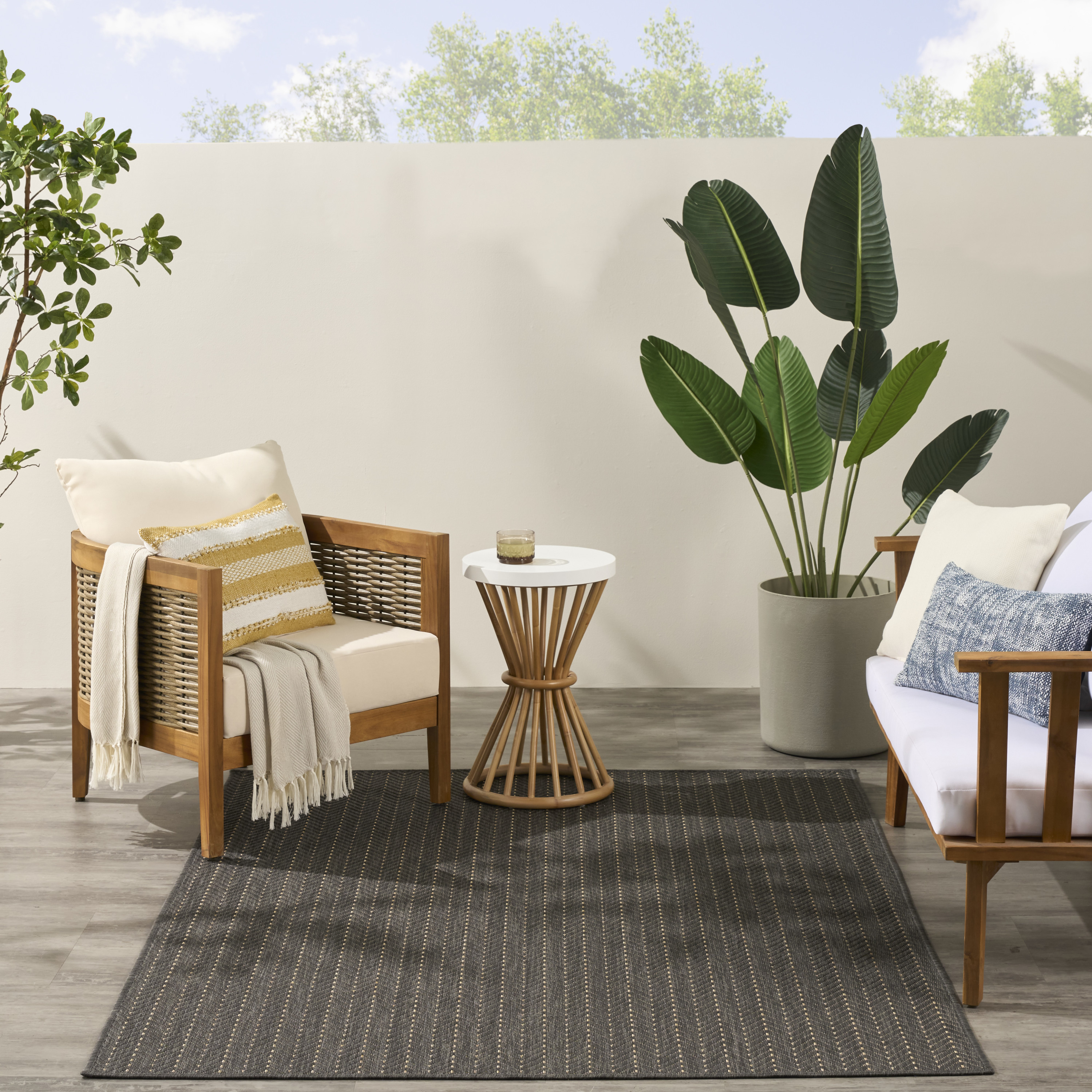 Nourison Horizon Indoor/Outdoor 5' x 7' Charcoal Modern Rug