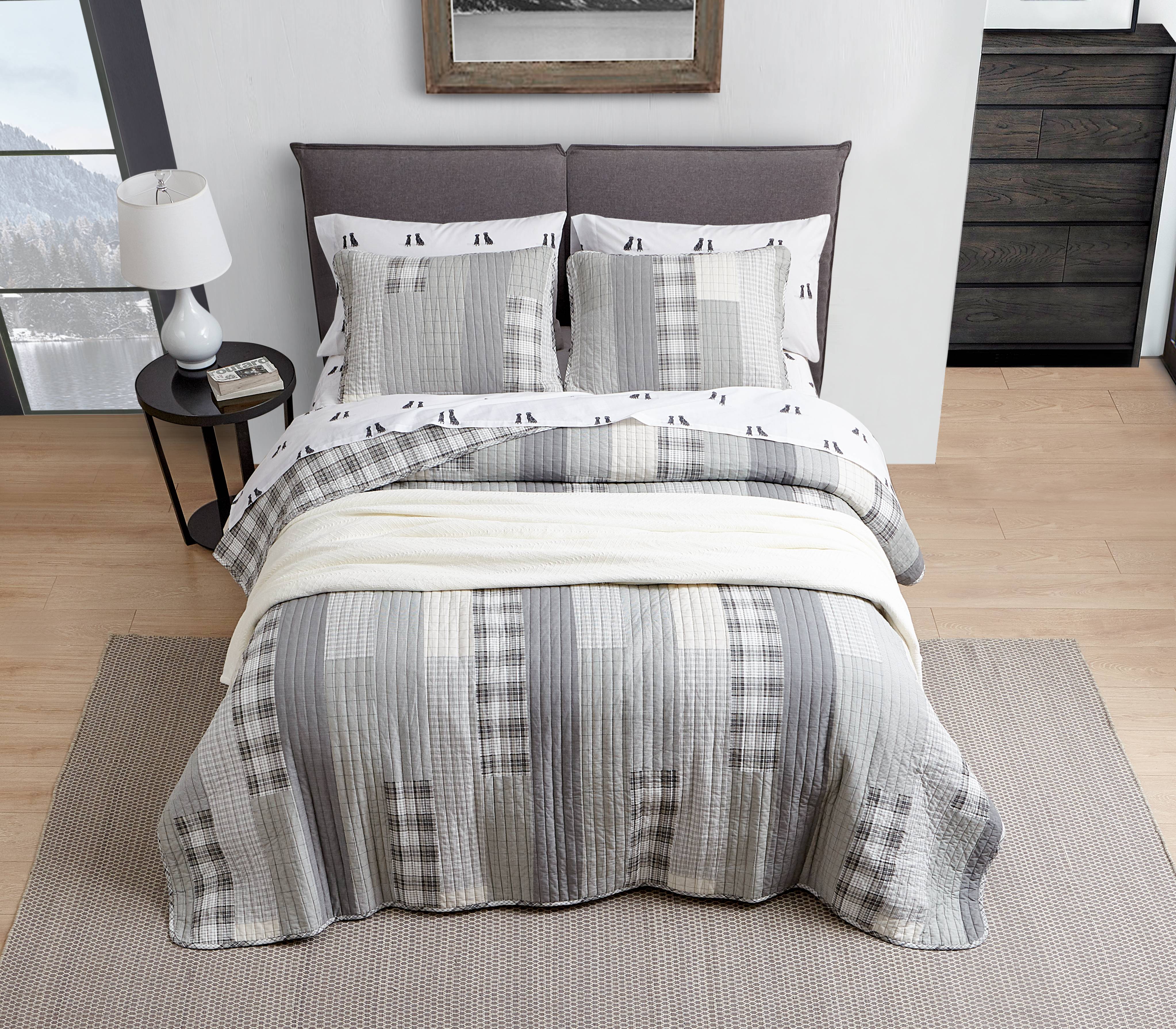 Eddie Bauer Cotton Quilt & Sham Sets (Fairview Patchwork-Grey)