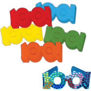 100 Days of School Paper Glasses, 2.5" x 16", 25 Pieces