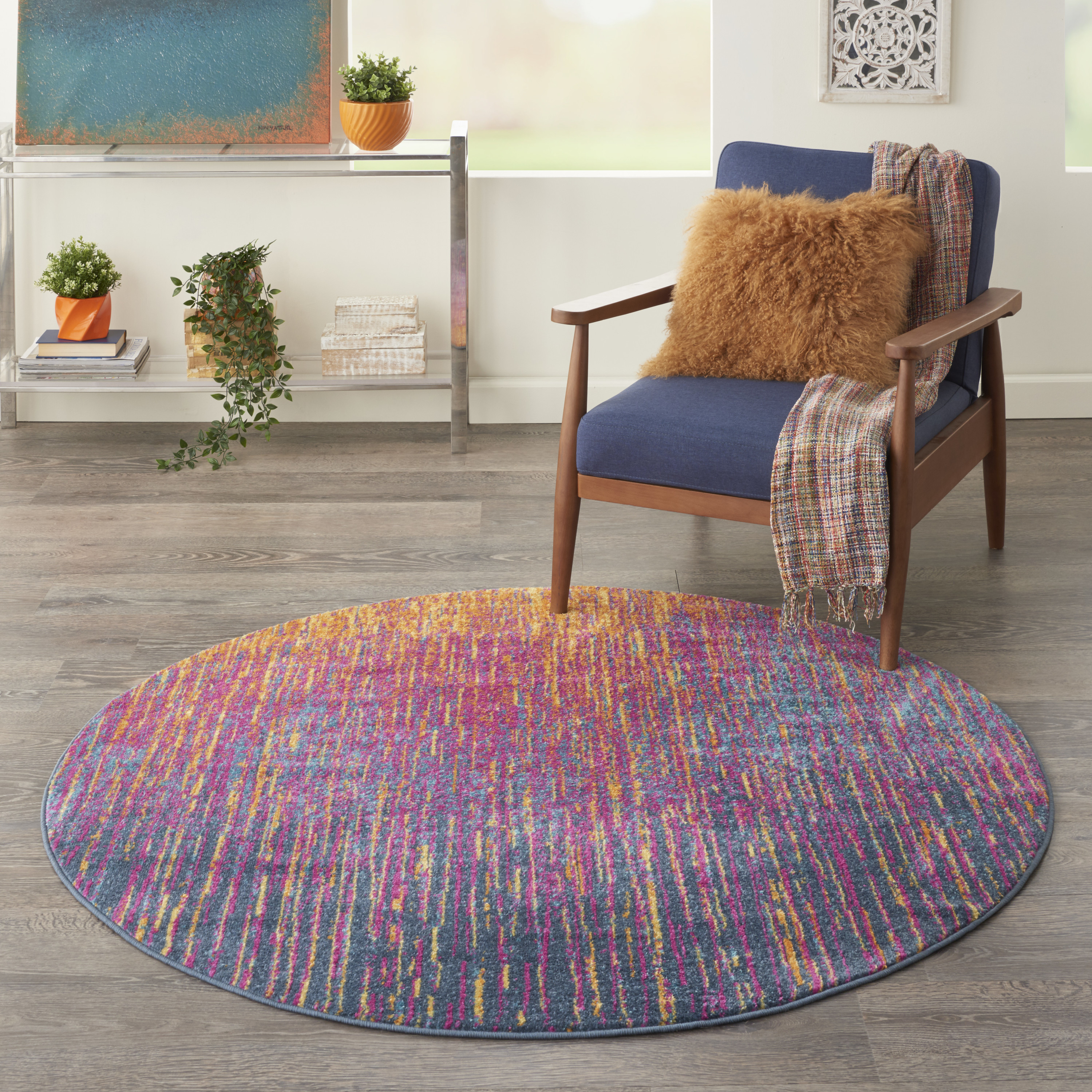 Nourison Passion 5' x Round Multicolor Modern Indoor Rug