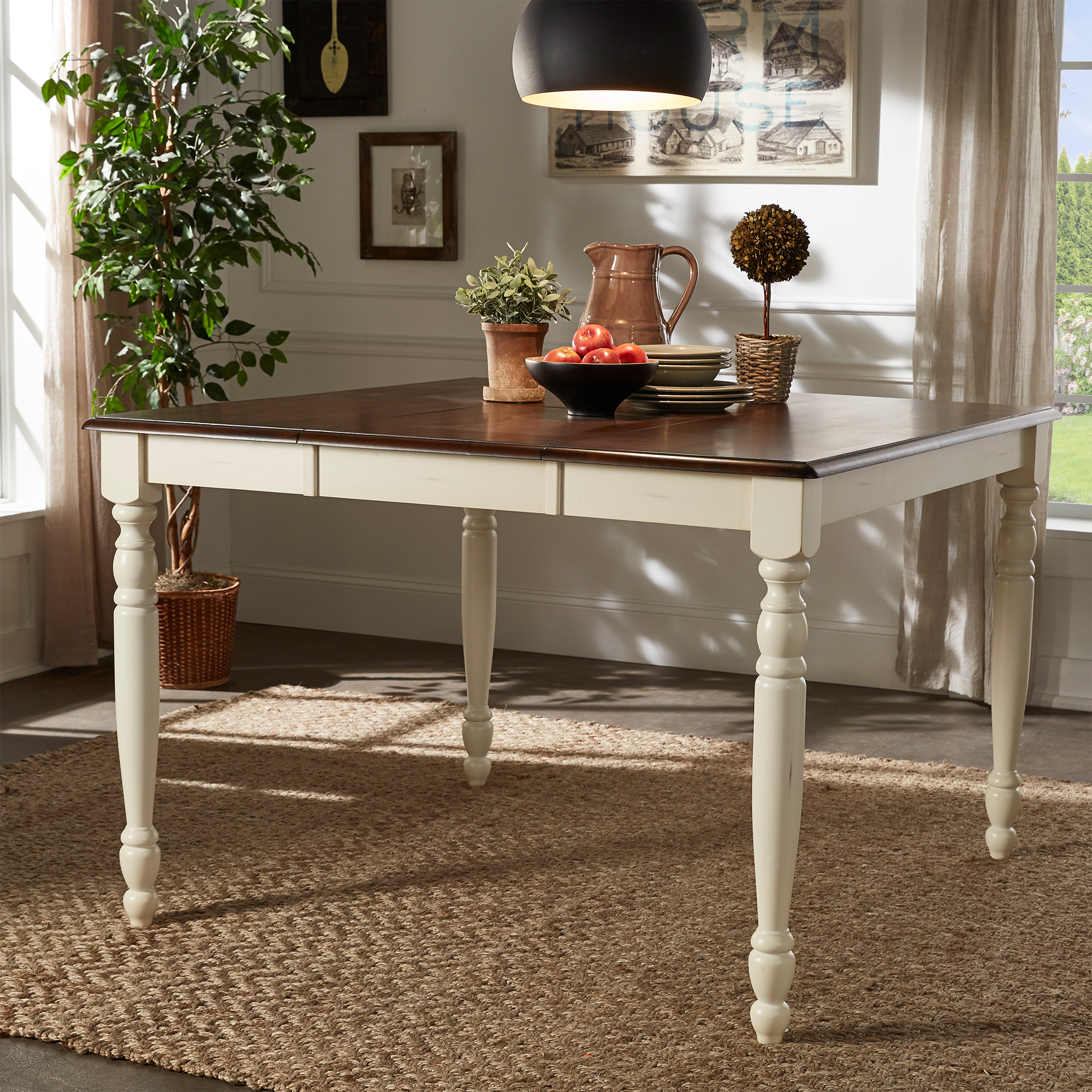 Two-Tone Extending Counter Height Dining Table