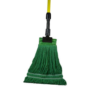 Hillyard, Antimicrobial Blend Looped-End Wet Mop Head with 5" Headband, Medium, Green