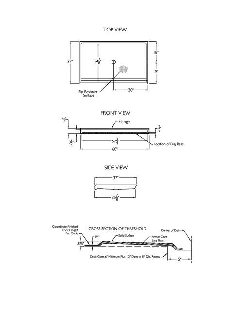 Technical Drawing — Cd Shower Base Tech Draw Ssb 6036bf Col C