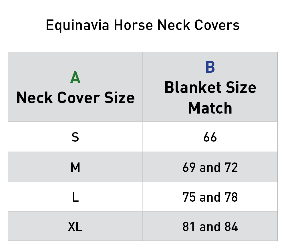 Size chart for Equinavia Norse Turnout Neck Cover No Fill - Slate Gray/Light Olive