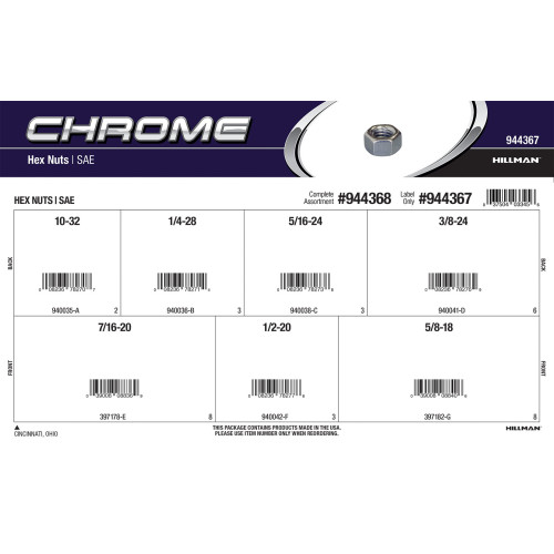 Chrome Hex Nuts Assortment (SAE)