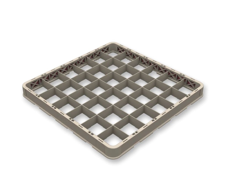 36-compartment rack extender full size polypropylene in beige with flaps for Closed Flap Rack 36-compartment rack