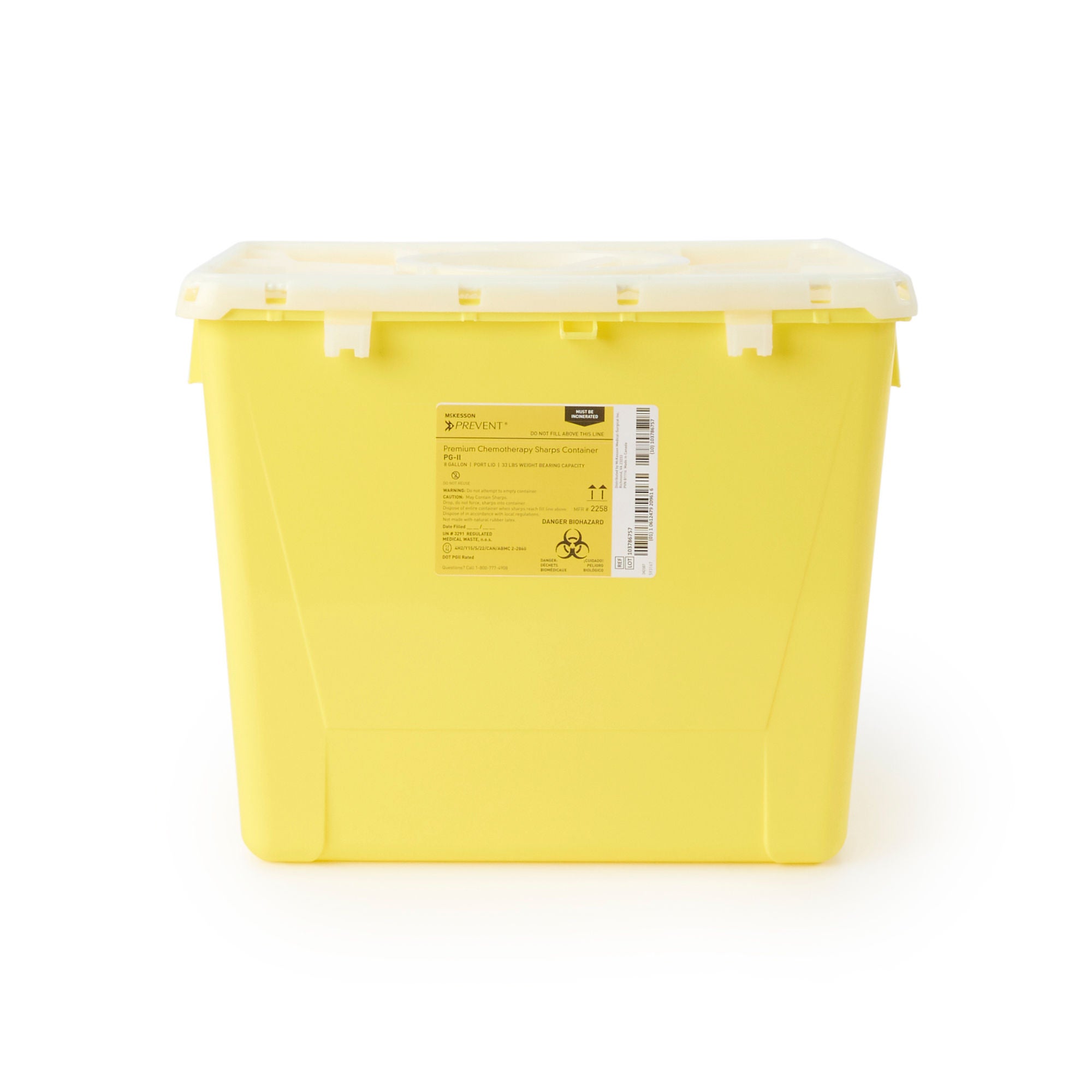 McKesson Prevent® Sharps Container, 8 Gallon, 13-1/2 x 17-3/10 x 13 Inch