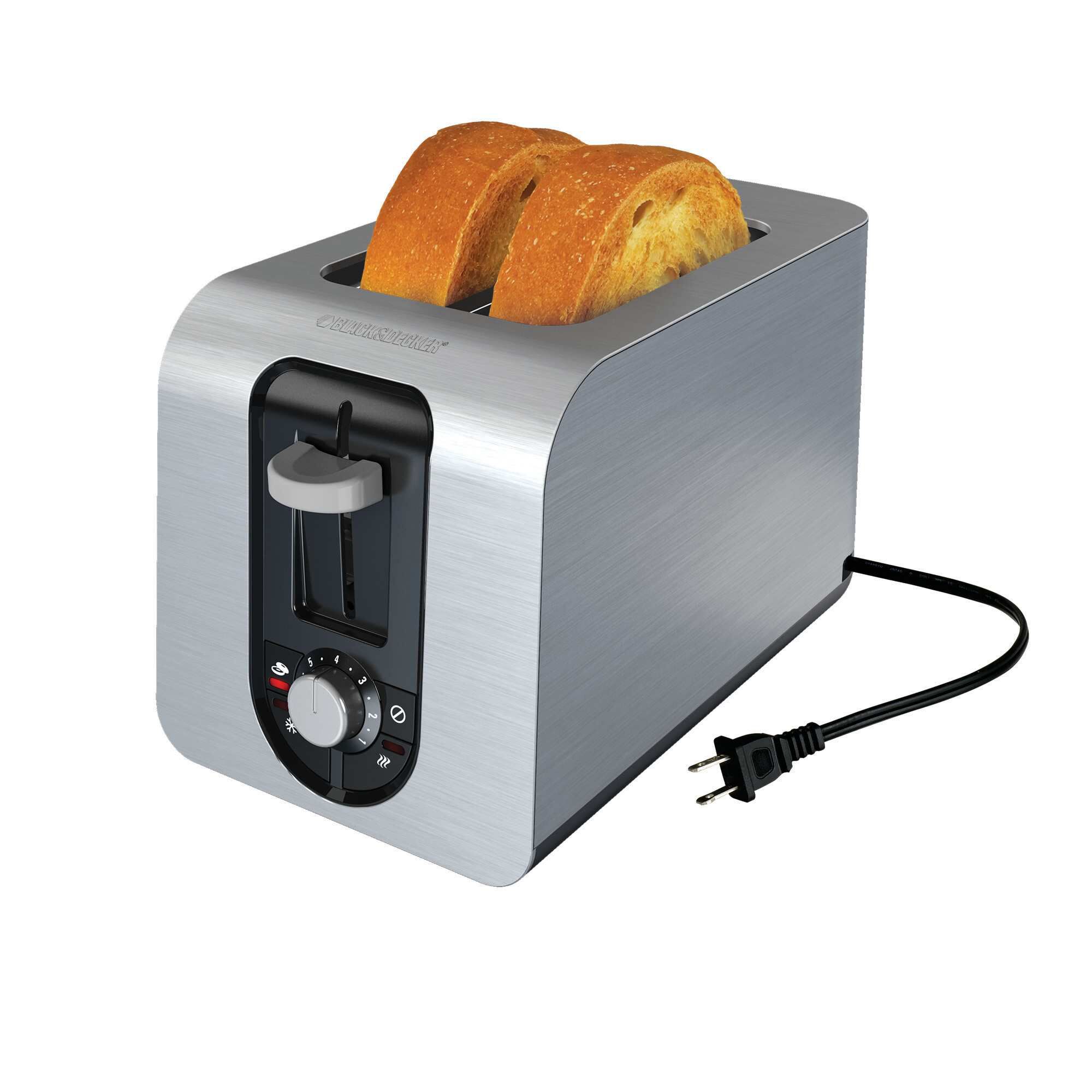 Profile of 2 Slice Toaster protruding baked bread.