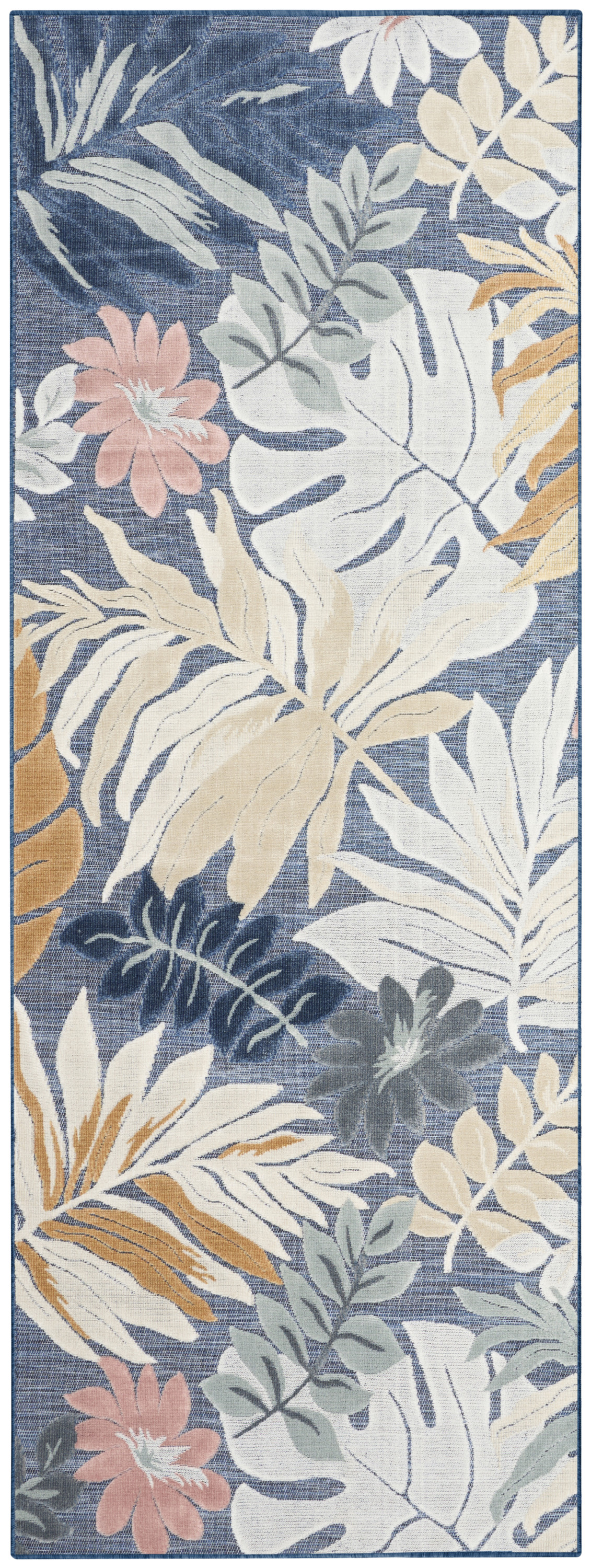Nourison Suncoast 2' x 6' Denim Multicolor Tropical Rug