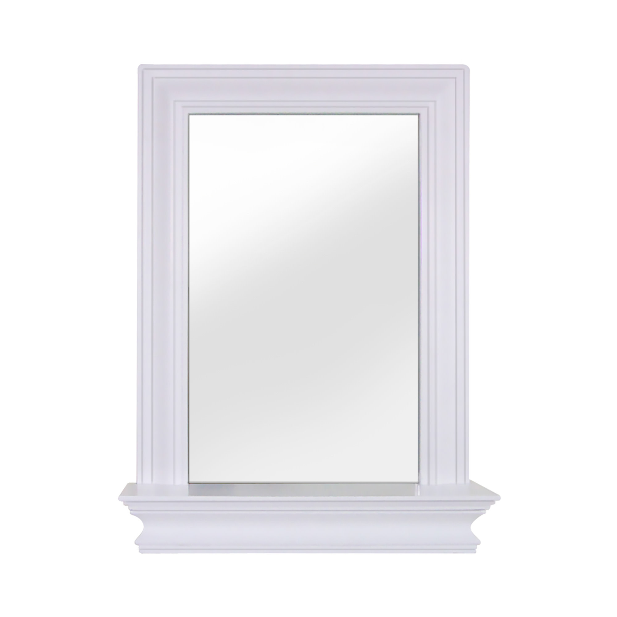 Teamson Home Stratford Wooden Wall Mirror with Storage Shelf, White - Picture 1 of 9