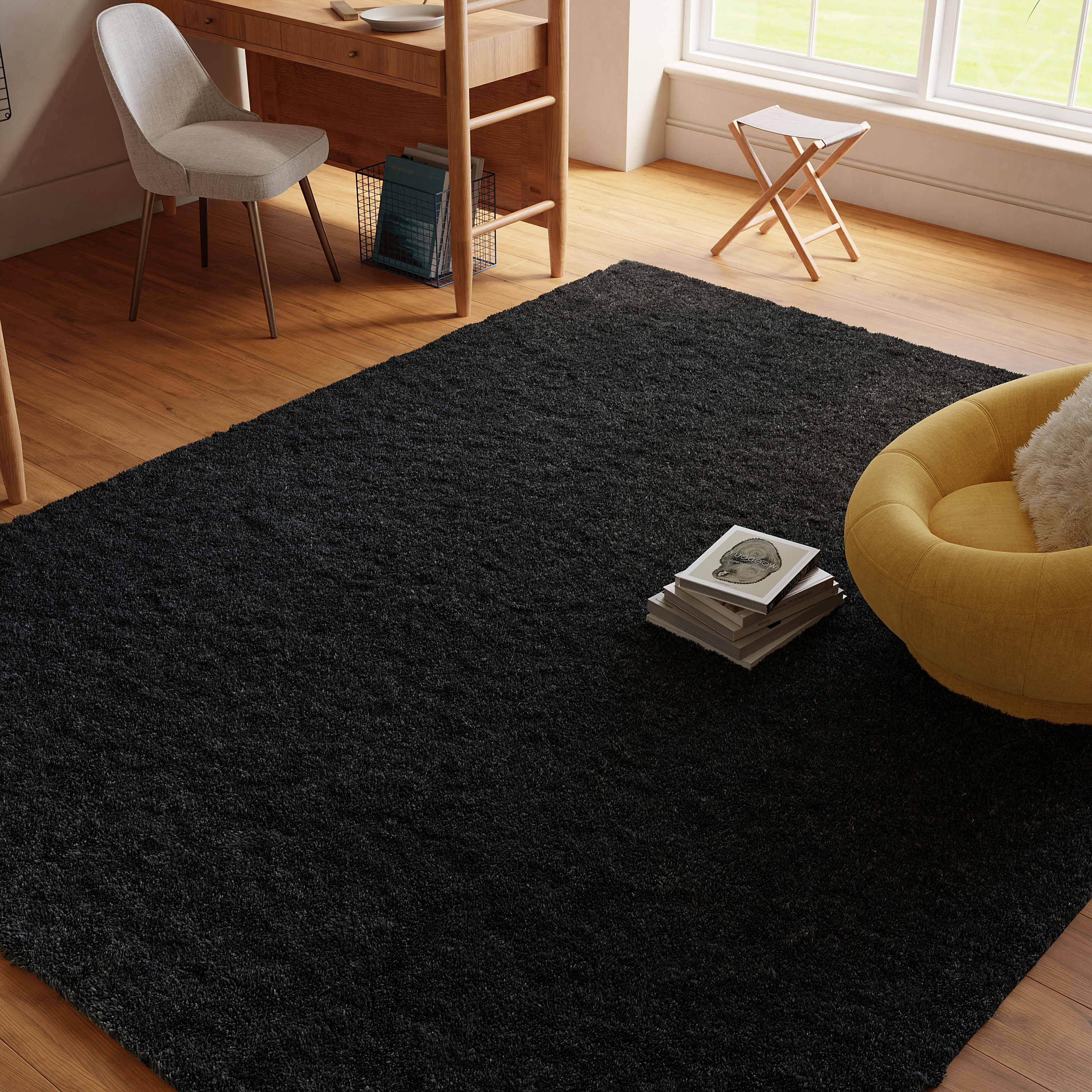 Nourison Pacific Shag 7'10" x 9'10" Black Shag Indoor Rug