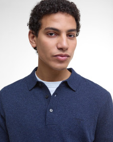 Hutherston Knitted Polo Shirt Navy Marl
