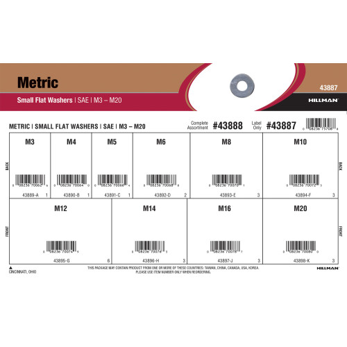 Metric SAE Small Flat Washers Assortment (M3 thru M20)