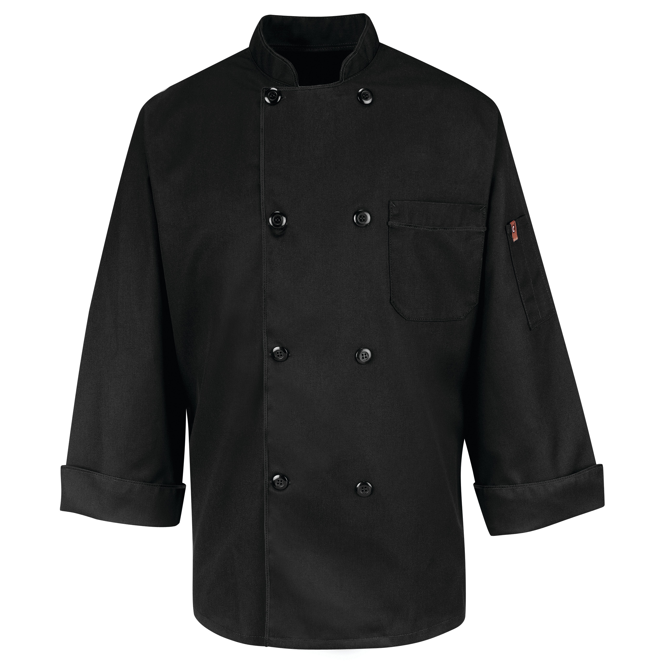 Eight Pearl Button Black Chef Coat-Red Kap