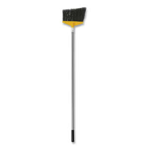 Rubbermaid Commercial, 10.5in, Angle Broom, Metal Handle, Flagged, Polyethylene Bristles, Gray