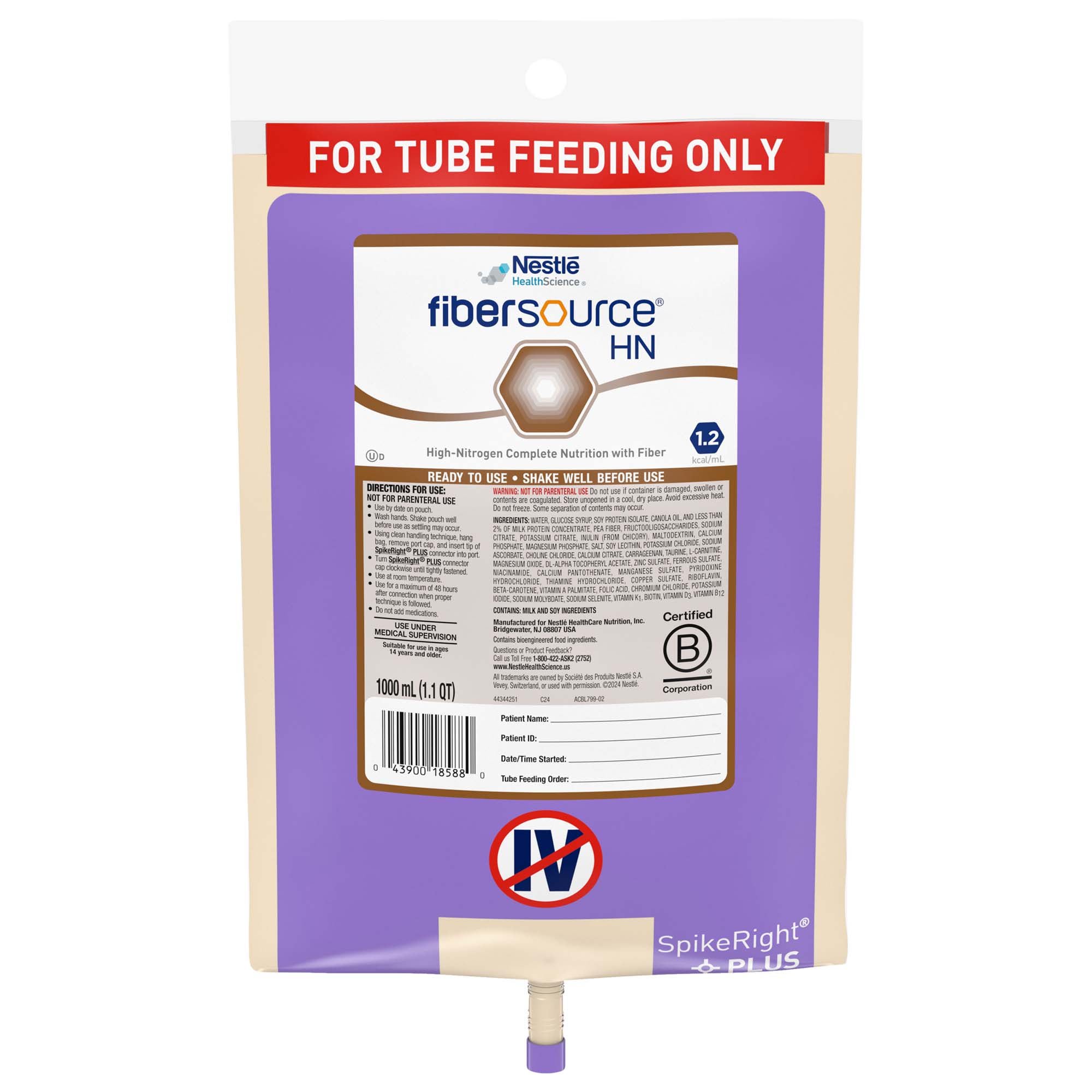 Fibersource® HN Tube Feeding Formula, 33.8 oz. Bag