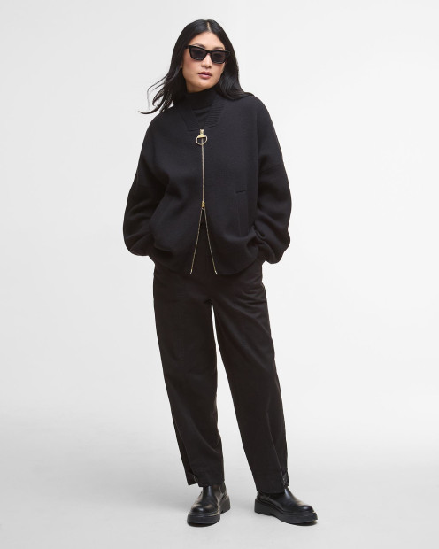 Milda Knitted Bomber Jacket Black