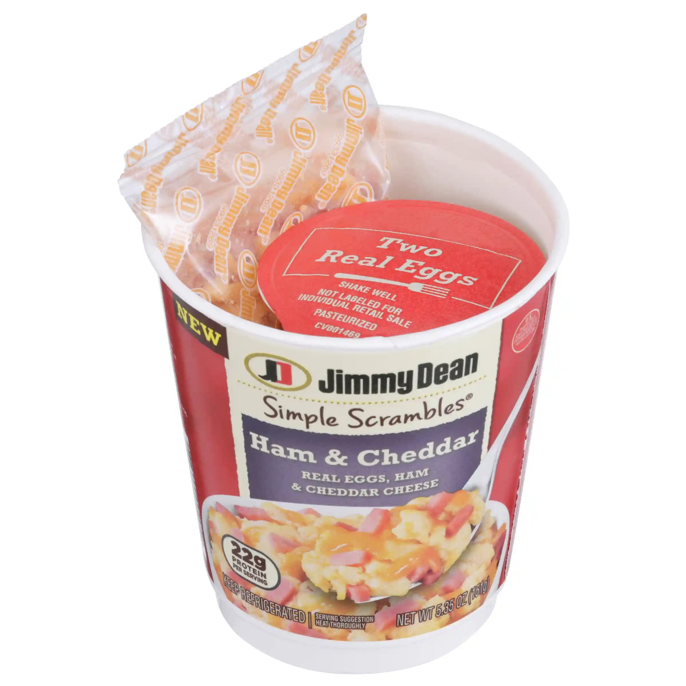 Jimmy Dean Simple Scrambles Ham & Cheddar with Real Eggs, Ham and Cheddar Cheese, 5.35 oz Cup_image_01
