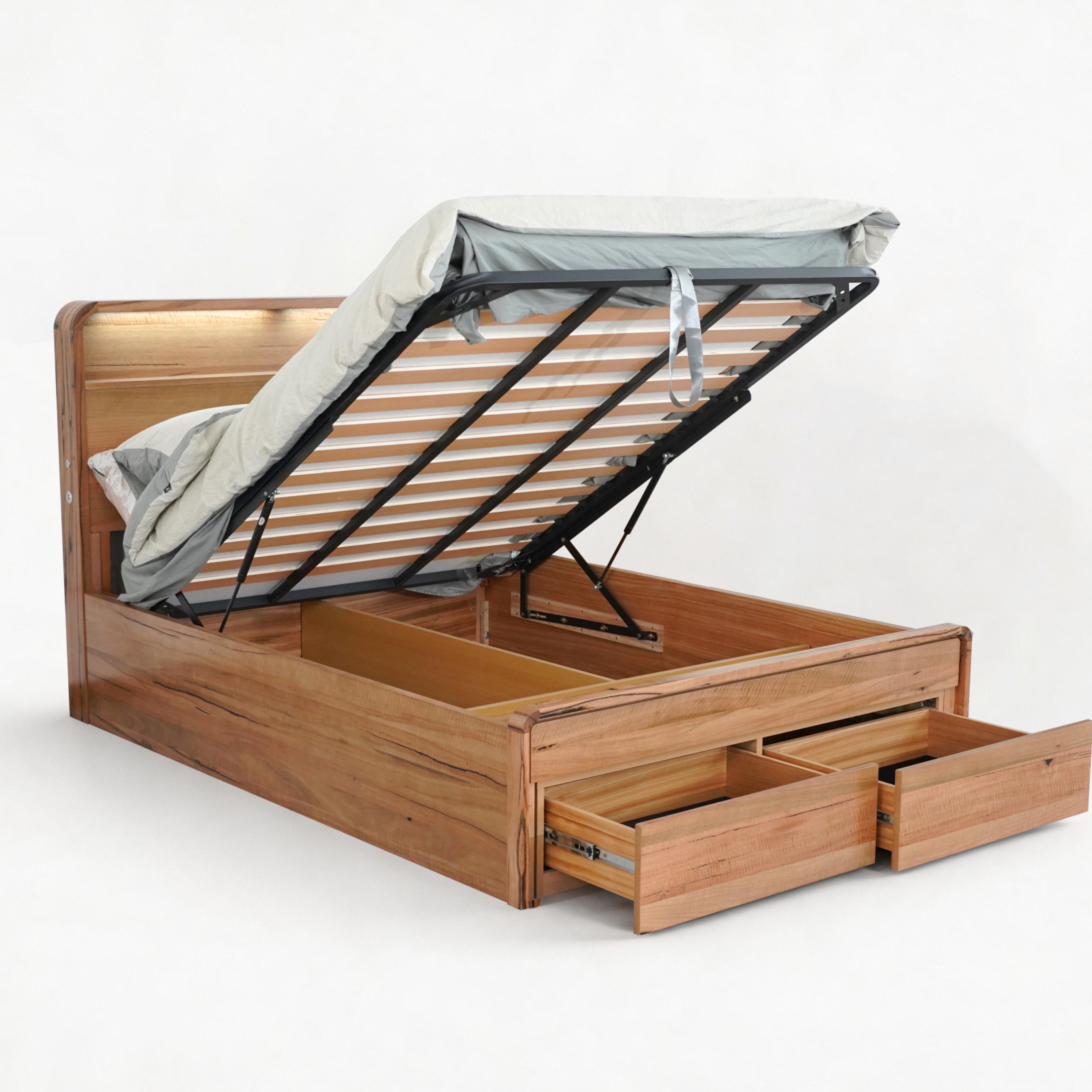 Product image of the  Macquarie Bed Frame, W/ Bookend Headboard & Gas Lift & Footend Drawers Base, Natural from Forty Winks