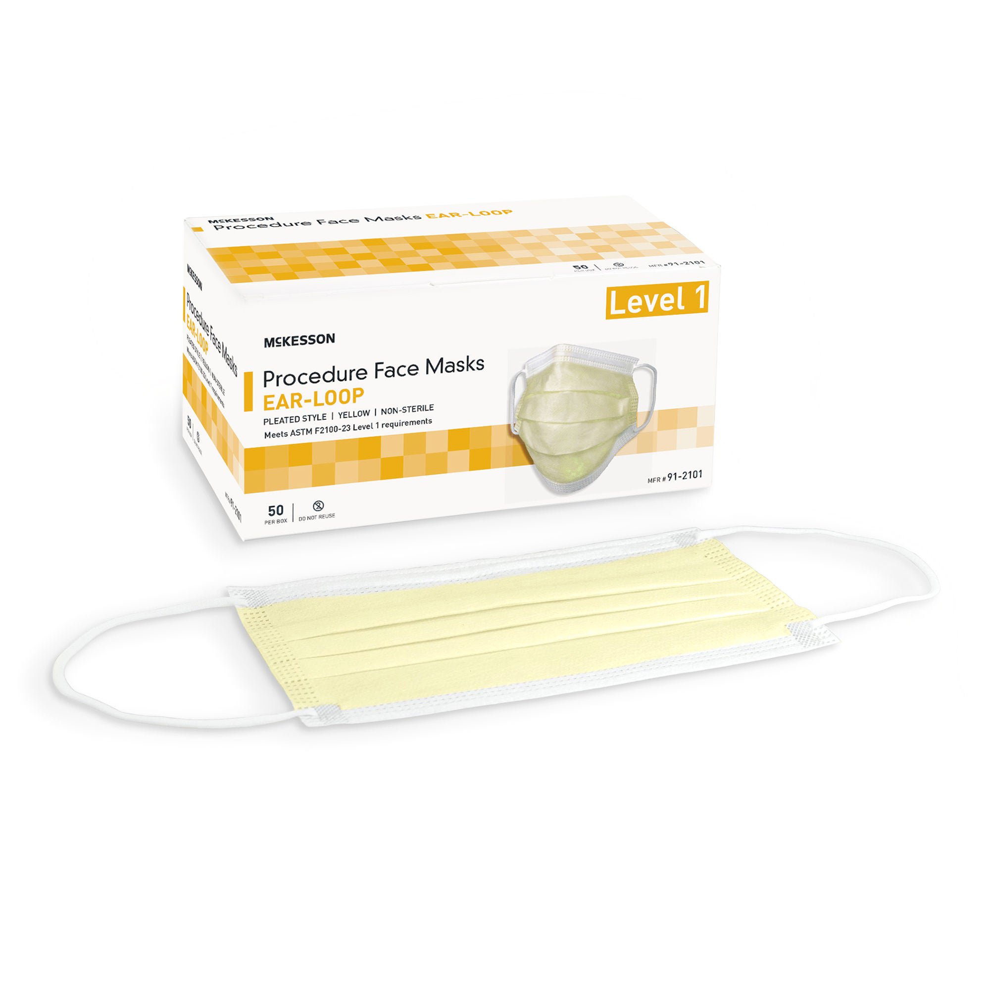 McKesson ASTM Level 1 Medical Face Masks, Yellow