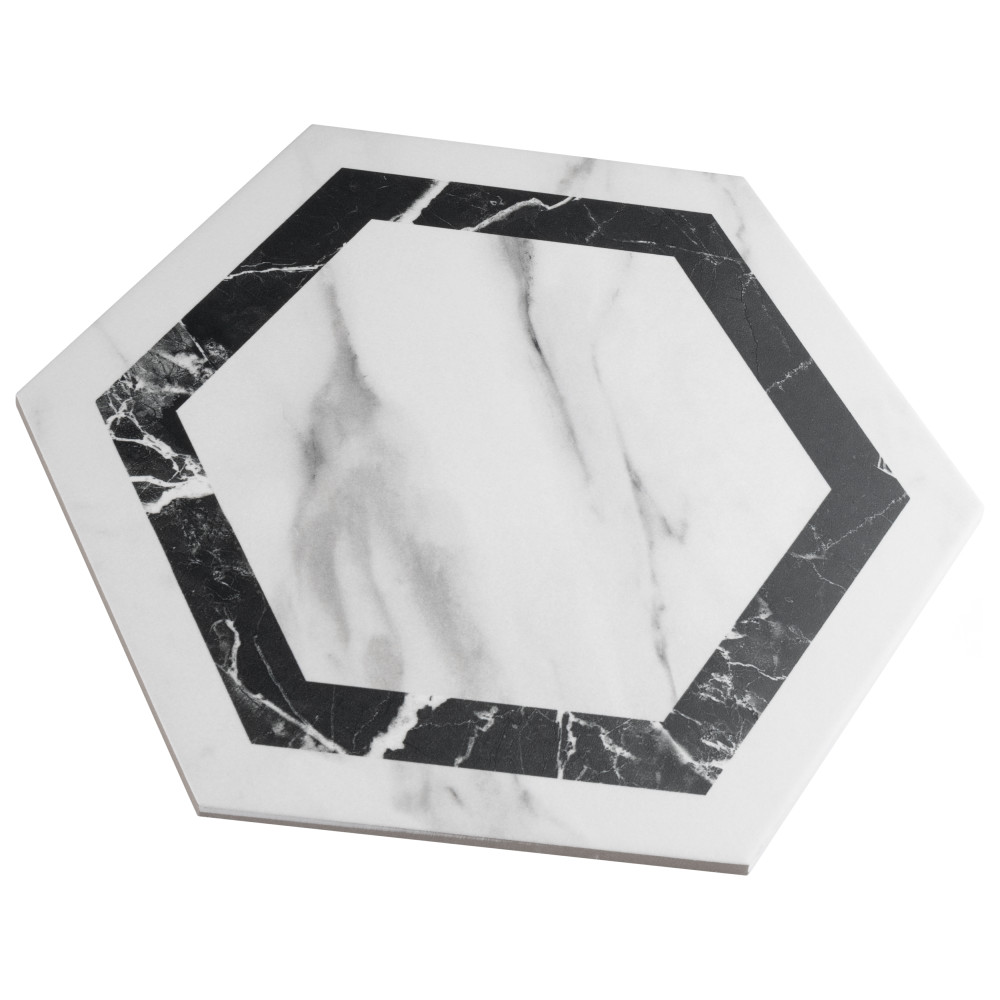 Marbilia Hex Venato Black Geo with Biotech 11 in. x 13 in. Porcelain Floor and Wall Tile