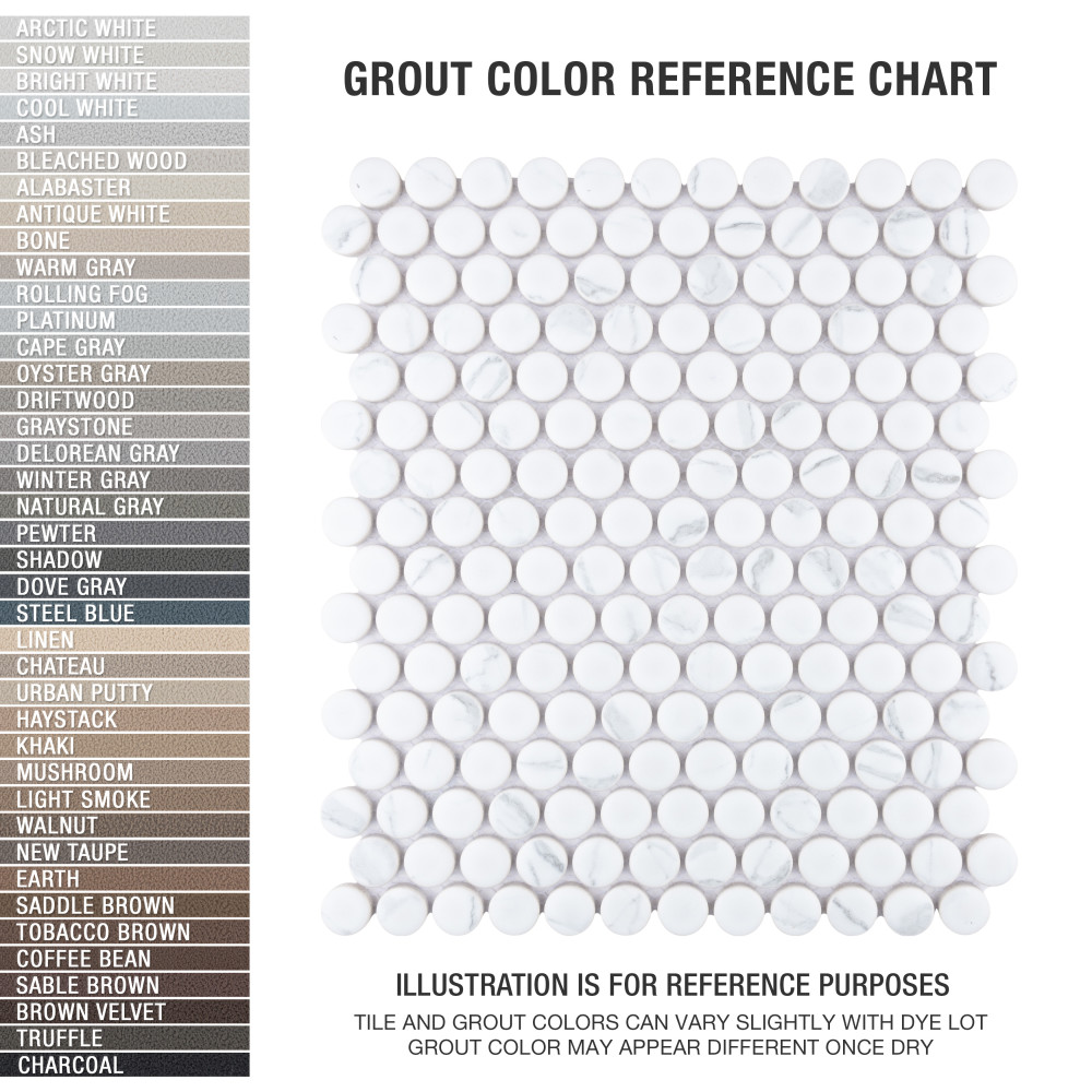 Carrione Penny Matte Carrara 9-3/4 in. x 11-1/2 in. Porcelain Mosaic Tile