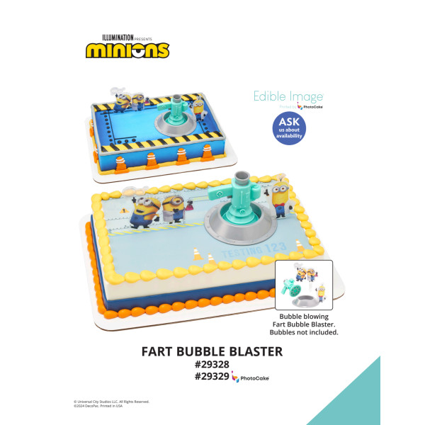 Minions Fart Bubble Blaster The Magic of Cakes® PhotoCake® Enhanced Background and Icing Page
