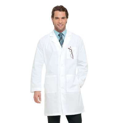 Landau 3 Pocket White Lab Coat for Men - Classic Relaxed Fit, 4 Button Notch Neck, Full Length 3132-