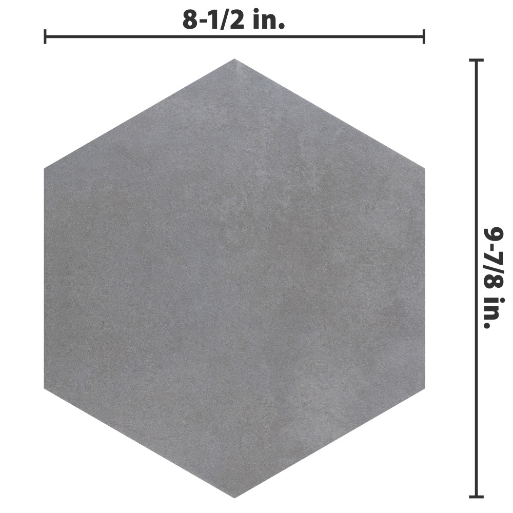 Industrial Hex Silver 8-1/2 in. x 9-7/8 in. Porcelain Floor and Wall ...